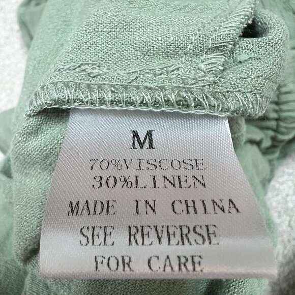 Wishlist Romper Women’s Green Sleeveless Size Medium Pockets Linen Blend - Picture 11 of 11